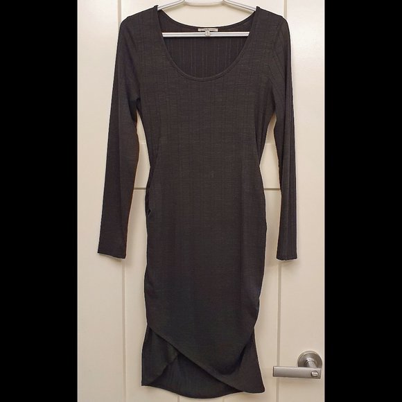 Bodycon wrap dress in charcoal with ruching - Picture 1 of 9